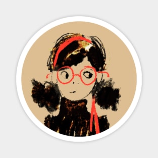 Glasses girl in red headband Magnet